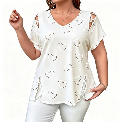 THE VALERIE | Elegant top med hjerteprint