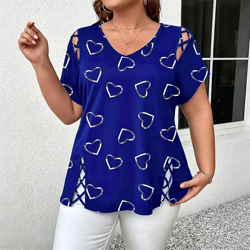 THE VALERIE | Elegant top med hjerteprint