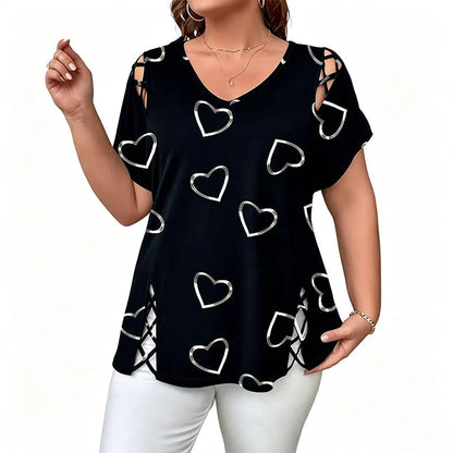 THE VALERIE | Elegant top med hjerteprint