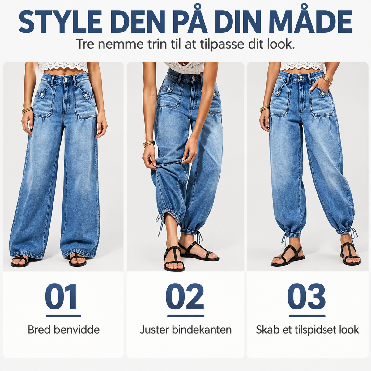 THE SAGA | Barrel Jeans med justerbar kant