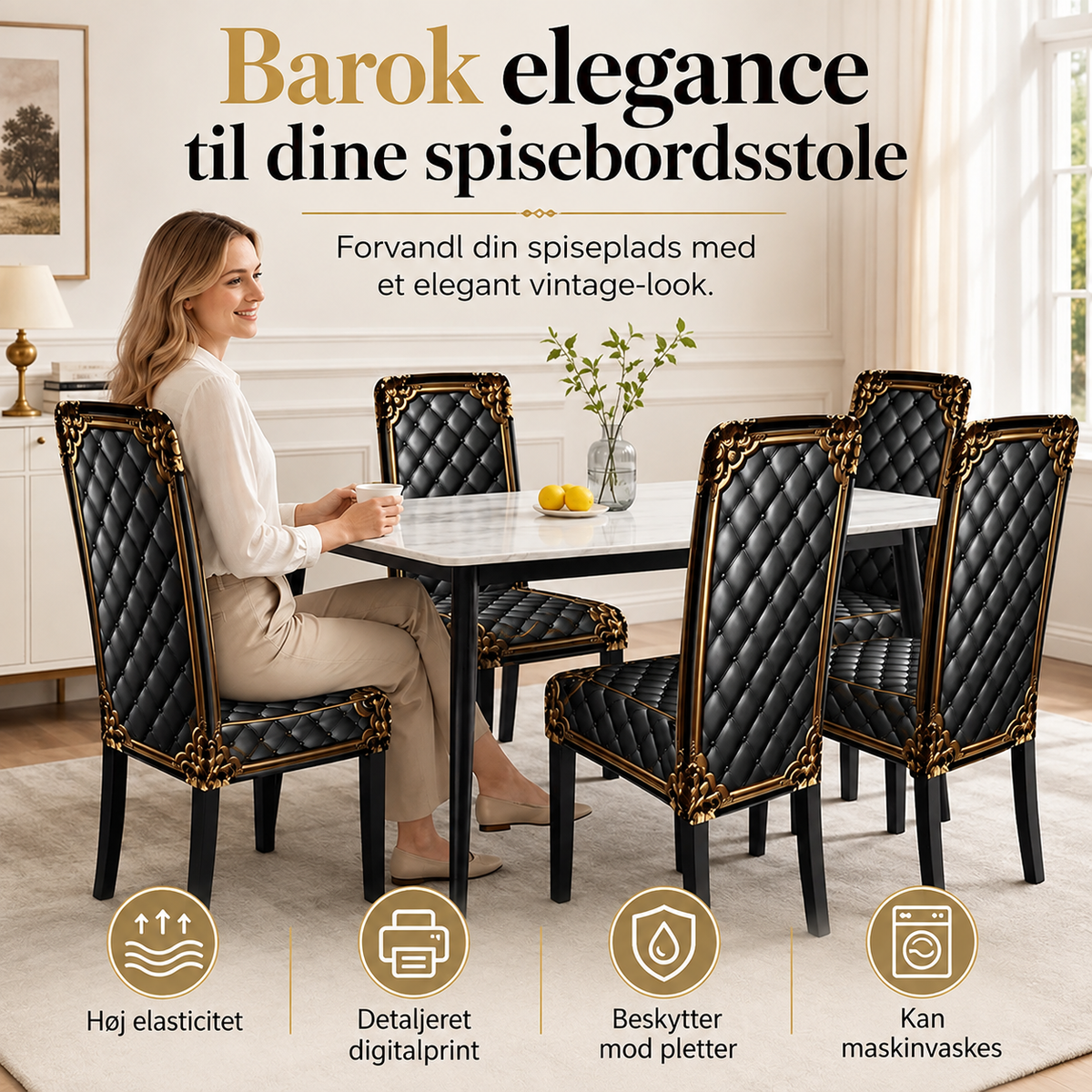 THE BAROQUE | Elastisk stolebetræk med luksuriøst design