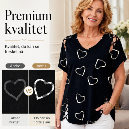 THE VALERIE | Elegant top med hjerteprint