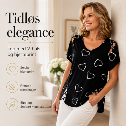 THE VALERIE | Elegant top med hjerteprint