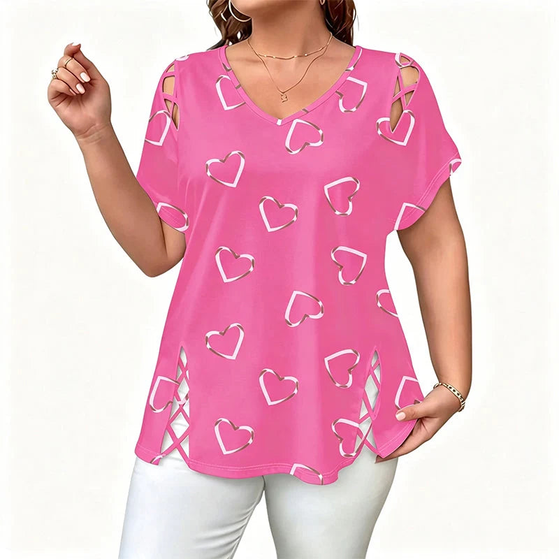 THE VALERIE | Elegant top med hjerteprint